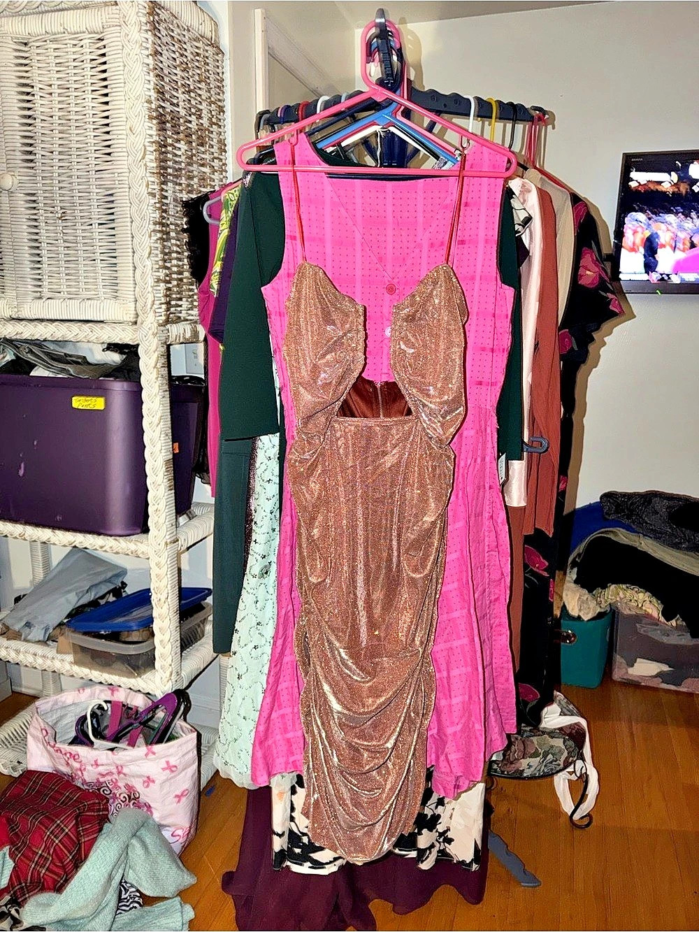 Fashion Nova Corrine Ruched Midi Dress Pink & Brown Size 1X